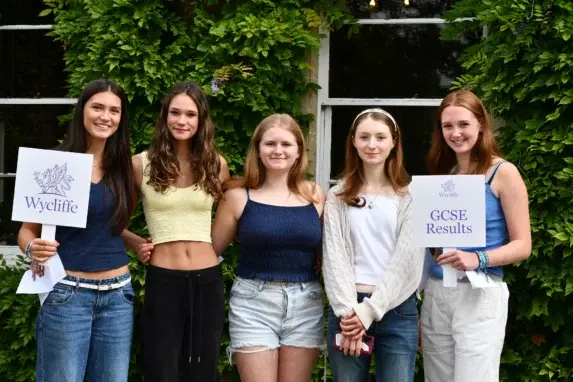 Celebrating GCSEs results at Wycliife