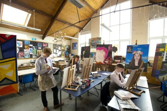 wycliffe pupils painting in art class